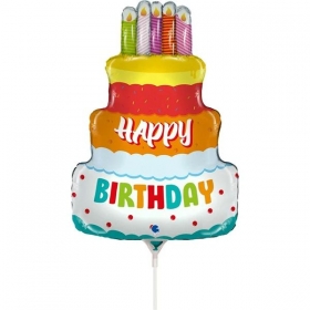 Μπαλονι Foil 14"(35Cm) Mini Shape Birthday Cake - ΚΩΔ:G72068-Bb
