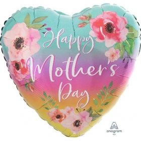 Μπαλονι Foil 28''(71Cm) Καρδια Με Λουλουδια Happy Mother'S Day - ΚΩΔ:540857-Bb