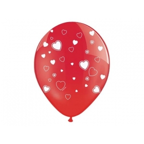 Μπαλονι Λατεξ 12''(30Cm) Τυπωμενο Κοκκινο Με Λευκες Καρδιες - ΚΩΔ:Sb14C-099-007J-Bb