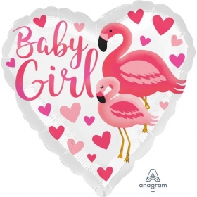 Μπαλονι Foil 17"(43Cm) Καρδια Baby Girl Φλαμινγκο - ΚΩΔ:539633-Bb