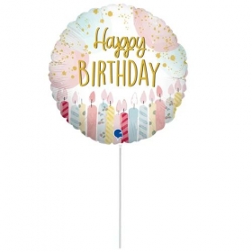 Μπαλονι Foil 9"(25Cm) Mini Shape Happy Birthday Με Κερια - ΚΩΔ:G69002-Bb