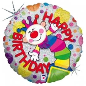 Λαμπερο Μπαλονι Foil Γενεθλιων «Happy Birthday» Κλοουν 45Cm – ΚΩΔ.:86435Ρ-Bb