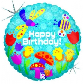 Μπαλονι Foil Γενεθλιων «Happy Birthday» Με Πολυχρωμο Κηπο 45Cm – ΚΩΔ.:86595Ρ-Bb