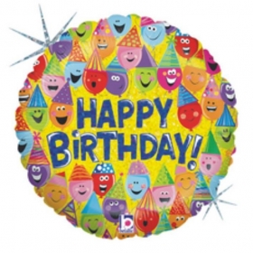 Μπαλονι Foil Γενεθλιων «Happy Birthday» Φατσουλες Με Καπελα 45Cm – ΚΩΔ.:86343Ρ-Bb