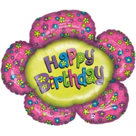 Μπαλονι Foil Γενεθλιων Supershape Λουλουδι «Happy Birthday» 96Cm – ΚΩΔ.:85275Ρ-Bb