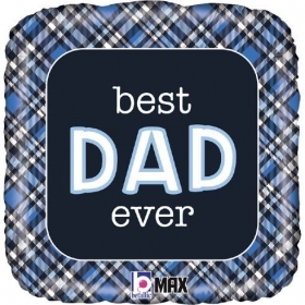 Μπαλονι Foil 18"(45Cm) Τετραγωνο Best Dad Ever Καρο - ΚΩΔ:26098P-Bb