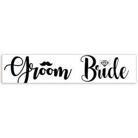Πινακιδα Αυτοκινητου Γαμου "Groom - Bride" 52X11Cm - ΚΩΔ:553131-37-Bb