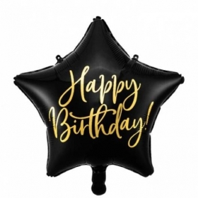 Μπαλονι Foil 16''(40Cm) Happy Birthday Μαυρο Αστερι - ΚΩΔ:Fb93-010-Bb