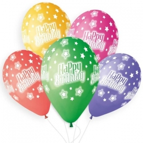 Μπαλονι Λατεξ 13''(33Cm) Τυπωμενο Happy Birthday Με Αστερια - ΚΩΔ:136131176-Bb