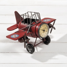 Μεταλλικο Αεροπλανακι Vintage Με Ρολοι 25X16.5X16Cm - ΚΩΔ:1404B-1305-Pr