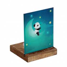 Plexiglass με Panda σε Ξύλινη Βάση Ρεσώ 8X8X11.5cm - ΚΩΔ:M10286-AD