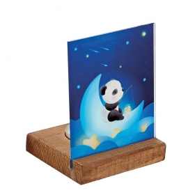 Plexiglass με Panda σε Ξύλινη Βάση Ρεσώ 8X8X11.5cm - ΚΩΔ:M10296-AD