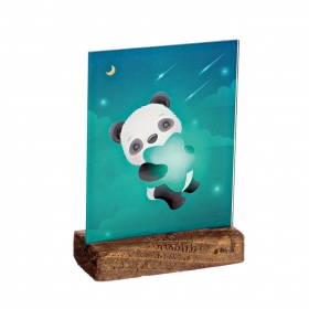 Plexiglass με Panda σε Ξύλινη Βάση 7X3X10cm - ΚΩΔ:M10245-AD