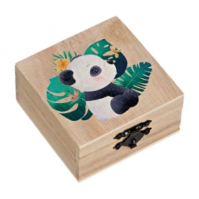 Ξύλινο Κουτί με Εκτύπωση Panda 8X8X4cm - ΚΩΔ:M10142-AD