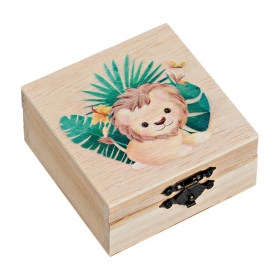 Ξύλινο Κουτί με Εκτύπωση Λιοντάρι 8X8X4cm - ΚΩΔ:M10145-AD