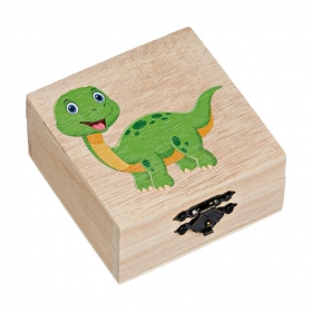 Ξύλινο Κουτί με Εκτύπωση Δεινοσαυράκι 8X8X4cm - ΚΩΔ:M10160-AD