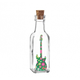 Γυάλινο Μπουκάλι με Εκτύπωση Κιθάρα Φλοράλ 4.5X17cm - ΚΩΔ:M10428-AD