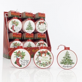Χριστουγεννιάτικα ξύλινα στολίδια με ευχές, 3 σχέδια, 11cm - ΚΩΔ:6040870-NT