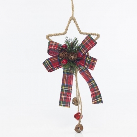 Χριστουγεννιάτικο στολίδι αστέρι με γιούτα και διακοσμητικά 35cm - ΚΩΔ:6040983-NT