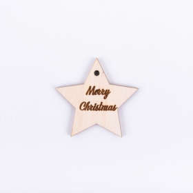 Αστεράκι ξύλινο Merry Christmas 6cm - ΚΩΔ:891350-NT