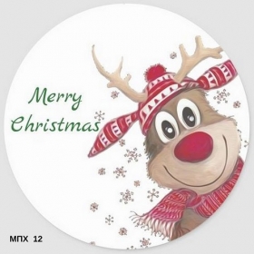 Ξύλινα Διακοσμητικά με εκτύπωση Τάρανδος Merry Christmas 3.5x3.5cm - ΚΩΔ:MPX12-AL
