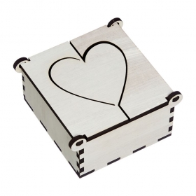 Ξύλινο Κουτί με Καρδιά 9.5X9.5X3cm - ΚΩΔ:M10435-AD
