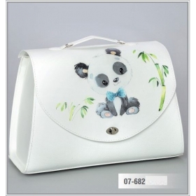 Τσάντα βάπτισης από δερματίνη τυπωμένη - ζωάκι Panda - ΚΩΔ:07-682-ZB