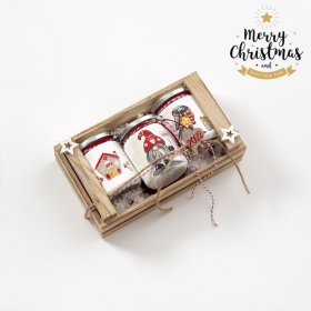 Χριστουγεννιατικο Δωρο Σε Καφασακι Με Γυαλινα Βαζακια - ΚΩΔ:19195-Pr