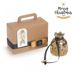Χριστουγεννιάτικο σετ δώρου  σε κουτί με χρυσό ρόδι - ΚΩΔ:19416-PR