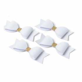 Χάρτινα λευκά φιογκάκια με χρυσό - συσκευασία 4 τμχ - ΚΩΔ:776101-NT