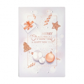 Ξύλινη Εκτυπωμένη Πλάτη για Γούρια "Merry Christmas & Happy New Year" 22X30cm - ΚΩΔ:M10619-AD