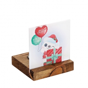 Plexiglass με Αρκουδάκι - Χριστουγεννιάτικο Δώρο σε Ξύλινη Βάση Ρεσώ 8X8X9.5cm - ΚΩΔ:M10638-AD