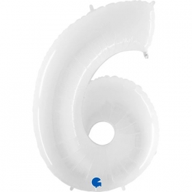 Μπαλόνι Foil 40"(100cm) Άσπρο Αριθμός 6 - ΚΩΔ:40936-BB