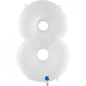 Μπαλόνι Foil 40"(100cm) Άσπρο Αριθμός 8 - ΚΩΔ:40938-BB