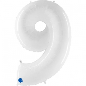 Μπαλόνι Foil 40"(100cm) Άσπρο Αριθμός 9 - ΚΩΔ:40939-BB