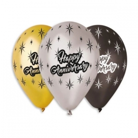 Μπαλόνι Latex 13"(33cm) Τυπωμένο Happy Anniversary - ΚΩΔ:13613466-BB