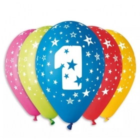 Μπαλόνι Latex 12''(30cm) Πολύχρωμο Αριθμός 1 - ΚΩΔ:135129901-BB