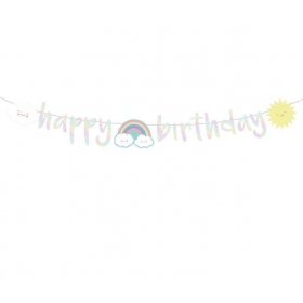 Μπάνερ “Happy Birthday” Ουράνιο Τόξο & Σύννεφο 180X13cm - ΚΩΔ:9904306-BB