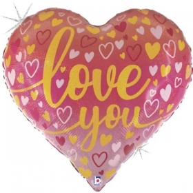 Μπαλόνι Foil 30″(76cm) Όμπρε Καρδιά ‘Love You’ - ΚΩΔ:25156-1-BB