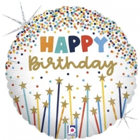 Μπαλόνι Foil 18″(46cm) Happy Birthday Κεράκια - ΚΩΔ:26117-BB