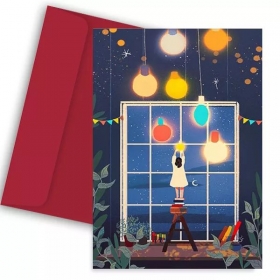 Χριστουγεννιάτικη Κάρτα Girl Decorating 11X18cm - ΚΩΔ:VC1702-107-BB