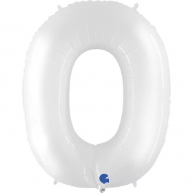 Μπαλόνι Foil 40 (100cm) Αριθμός 0 Άσπρο - ΚΩΔ:40930-BB
