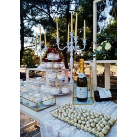 Στολισμός Γάμου με λευκό και χρυσό γεωμετρικό σχεδιασμό - Άγιος Αλέξανδρος - Καλαμαριά - ΚΩΔ:XZ-2605