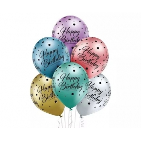 Μπαλόνι Latex 12 (30cm) Shiny Happy Birthday - ΚΩΔ:5000673-BB