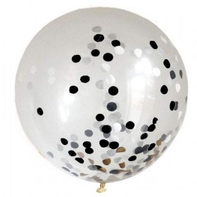 Μπαλόνι Latex 19 (48cm) Διάφανο με Μαύρο Κομφετί - ΚΩΔ:13613231-16-BB