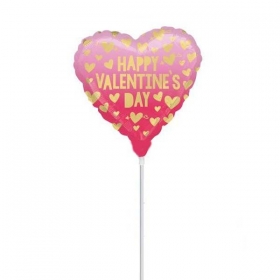 Μπαλόνι Foil 9 (23cm) Mini Shape Όμπρε Καρδιά Happy Valentine’s Day - ΚΩΔ:40596-BB