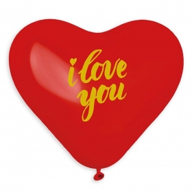 Μπαλόνι Latex 17 (43cm) Καρδιά με Χρυσό I Love You - ΚΩΔ:13617453-BB