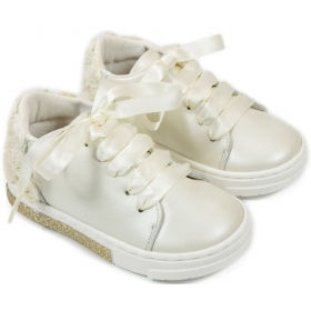 Παπουτσακια Babywalker Δερματινα Sneakers Με Φτερνα Απο Chiffon Λουλουδια - Ζευγαρι - ΚΩΔ:Bw4697-Bw