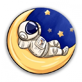 Ξύλινο Διακοσμητικό Αστροναύτης στο Φεγγάρι 8cm - ΚΩΔ:D19W08-13-BB