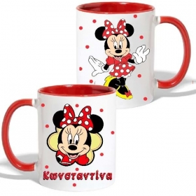 Κούπα με Όνομα Minnie Mouse με Κόκκινο Εσωτερικό και Χερούλι 350ml - ΚΩΔ:D22K-25-BB